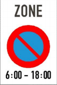 Biển số R.E,9b: "Cấm đỗ xe theo giờ trong khu vực"